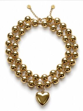 Mayamar Double-Strand Beaded Heart Pendant Necklace NWOT